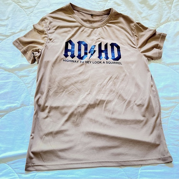 📚ADHD - Tan AC/DC Style Tee Shirt - Picture 3 of 6